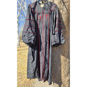 Tolberts Vintage Black Red Cross Clergy Pulpit Robes Mens Size Large L